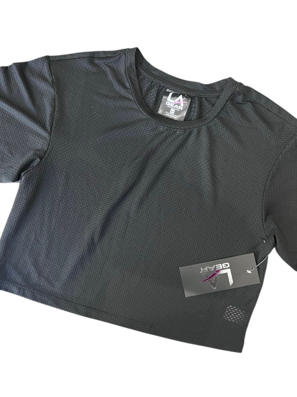 LA Gear Mesh Boxy Crop Top Black Size Medium